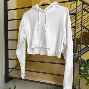 White Cropped Hoodie